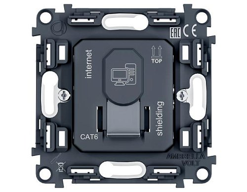 PR185 Механизм компьютерной розетки RJ-45 (8P8C) CAT6A экранированной с автоматической защитной шторкой QUANT PRO