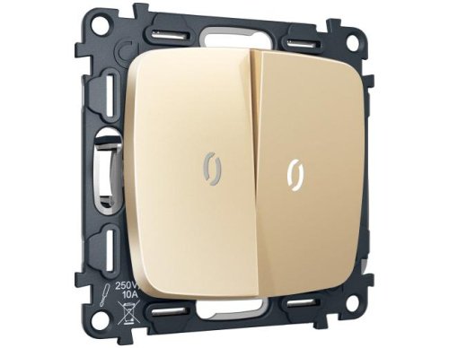 MO604055 MO604055 Комплект механизма 2-кл выключателя с самовозвратом с подсветкой 5600K OMEGA Шампань QUANT (OP6040, VM129, G14W)