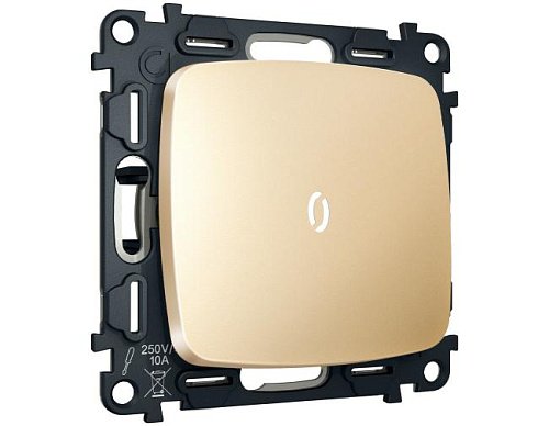 MO602055 MO602055 Комплект механизма 1-кл выключателя с самовозвратом с подсветкой 5600K OMEGA Шампань QUANT (OP6020, VM113, G14W)