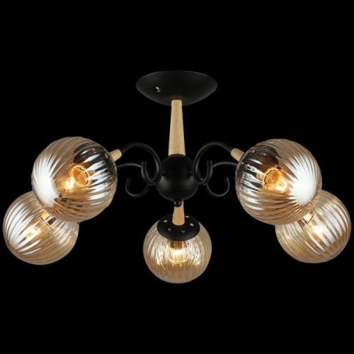 Потолочная люстра 04886-0.3-05 BK+WOOD