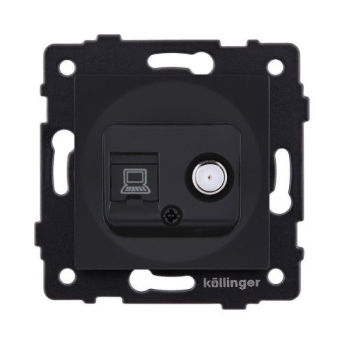 Розетка двойная спутниковая SAT + RJ45 Cat.6, черный матовый Kollinger REA-014BM для Aspekt, Eleganz, Reflex