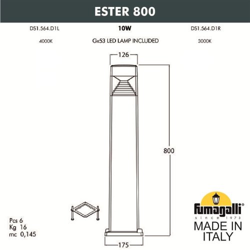 DS1.564.000.AXD1L Уличный наземный светильник Fumagalli Ester DS1.564.000.AXD1L