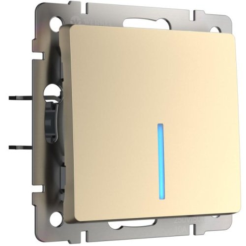 W1112111/ Выключатель одноклавишный проходной с подсветкой (шампань) Выключатель Werkel W1112111/ Выключатель одноклавишный проходной с подсветкой (шампань)
