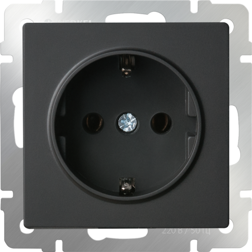 Розетка Werkel W1171108/ Розетка с заземлением и шторками (черный матовый)
