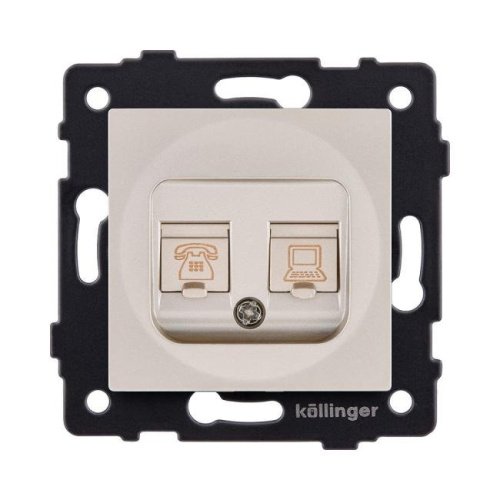 REA-011GD Розетка двойная RJ11 + RJ45 Cat.6, золотой Kollinger REA-011GD для Aspekt, Eleganz, Reflex