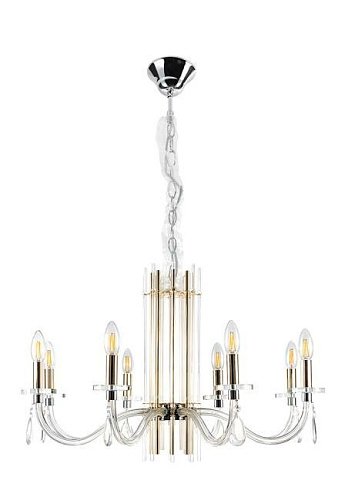 AURELIO SP8 GOLD+CHROME/TRANSPARENT Подвесная люстра Crystal Lux Aurelio AURELIO SP8 GOLD+CHROME/TRANSPARENT