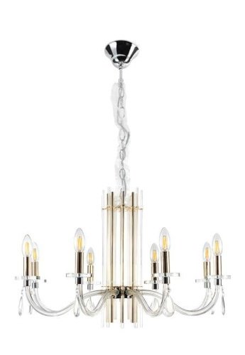 AURELIO SP8 GOLD+CHROME/TRANSPARENT Подвесная люстра Crystal Lux Aurelio AURELIO SP8 GOLD+CHROME/TRANSPARENT