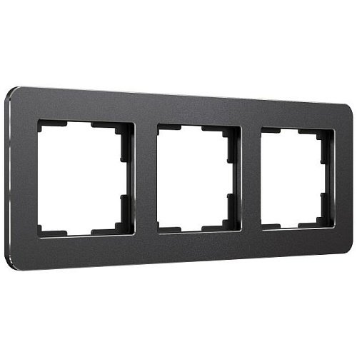 Рамка Werkel Platinum черный алюминий W0032608/ Рамка на 3 поста Platinum (черный алюминий)