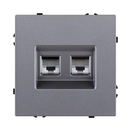 EC-018GY Розетка двойная Ethernet RJ45 Cat.6, серый Kollinger Eclipse EC-018GY
