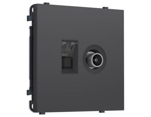 MS912510 MS912510 Комплект механизма розетки компьютерной + TV оконечной SIGMA Графит Мягкое касание RJ-45 CAT6/50-870MHz 1dB с/ш QUANT PRO (SP9125, PR195)