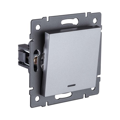 Выключатель 1-клавишный 10А/250В с LED подсветкой, серый Kollinger REA-S-002GY для Aspekt, Eleganz, Reflex