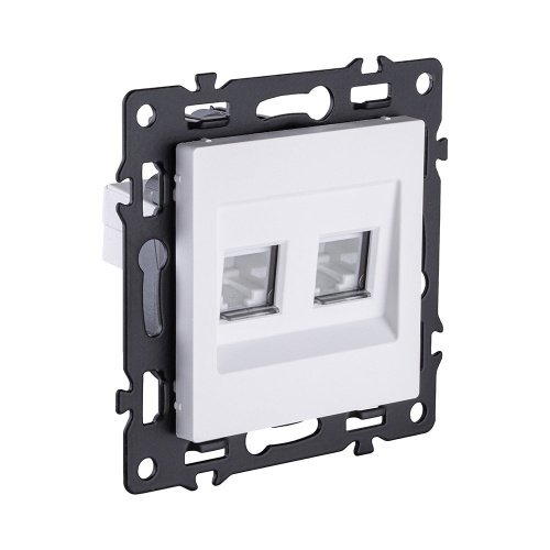 AS-018WH Розетка двойная Ethernet RJ45 Cat.6, белый Kollinger Asthetik AS-018WH