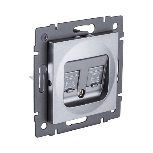 REA-019GY Розетка двойная Ethernet RJ45 Cat.6, серый Kollinger REA-019GY для Aspekt, Eleganz, Reflex