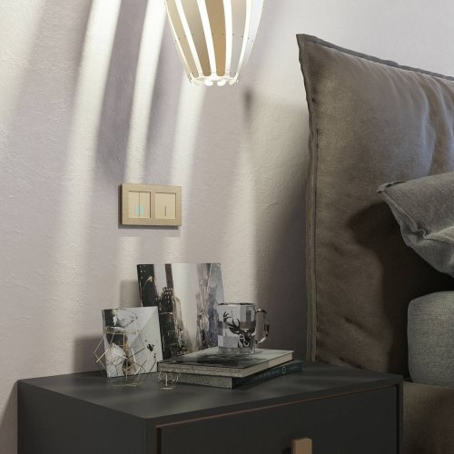 Выключатель Werkel Встраиваемые механизмы шампань W4520011/ Сенсорный выключатель двухклавишный с подсветкой 1000 Вт (шампань)