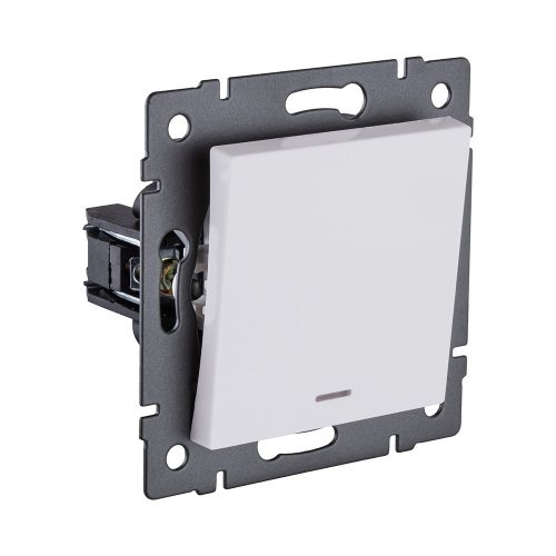 Выключатель 1-клавишный 10А/250В с LED подсветкой, белый матовый Kollinger REA-S-002WM для Aspekt, Eleganz, Reflex