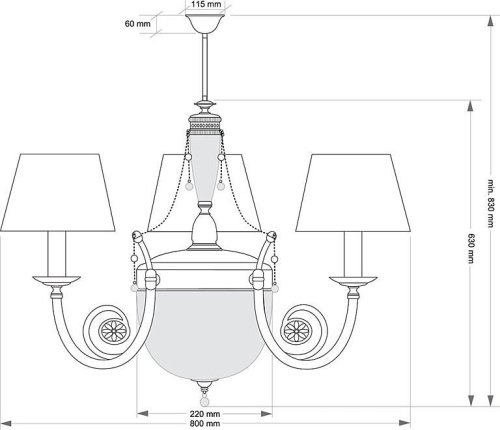 Потолочная люстра Kutek Bibione BIB-ZW-3(P/A)CR