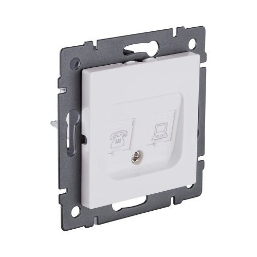 REA-011WM Розетка двойная RJ11 + RJ45 Cat.6, белый матовый Kollinger REA-011WM для Aspekt, Eleganz, Reflex