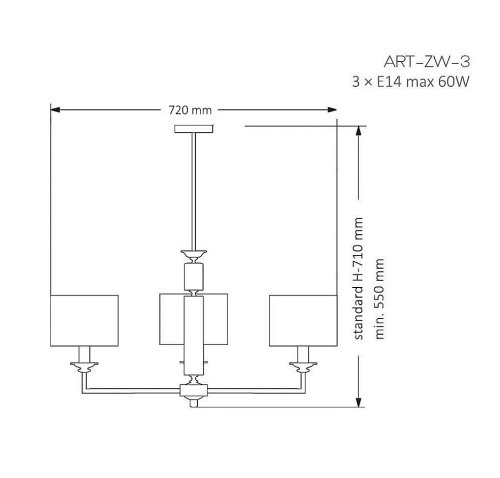 Люстра на штанге Kutek Artu ART-ZW-3(N)