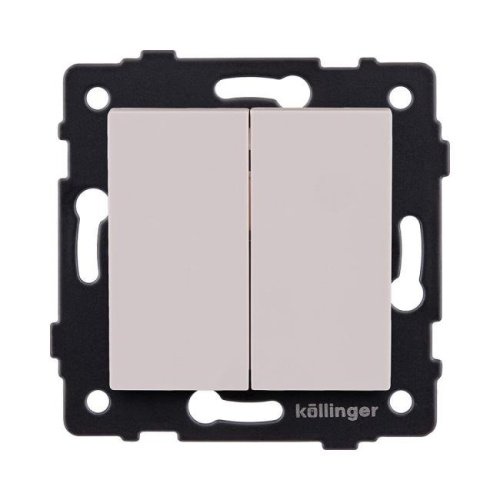 REA-S-009CM Выключатель 2-клавишный проходной 10А/250В, кашемир матовый Kollinger REA-S-009CM для Aspekt, Eleganz, Reflex