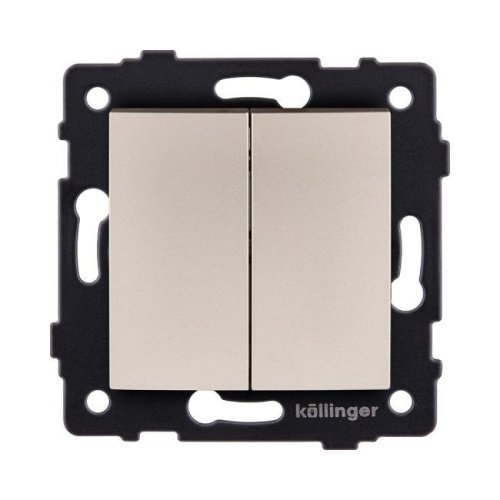 REA-R-011GD Выключатель кнопочный 2-клавишный 10А/250В, изогнутый, золотой Kollinger REA-R-011GD для Aspekt, Eleganz, Reflex