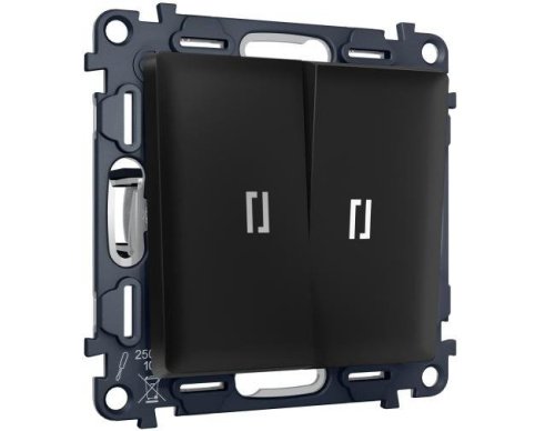 MA804055 MA804055 Комплект механизма 2-кл выключателя с самовозвратом с подсветкой 5600K ALFA Черный матовый QUANT (AP8040, VM129, G14W)