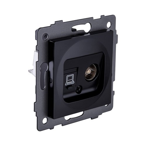 REA-012BK Розетка двойная TV (мама) + RJ45 Cat.6, черный Kollinger REA-012BK для Aspekt, Eleganz, Reflex