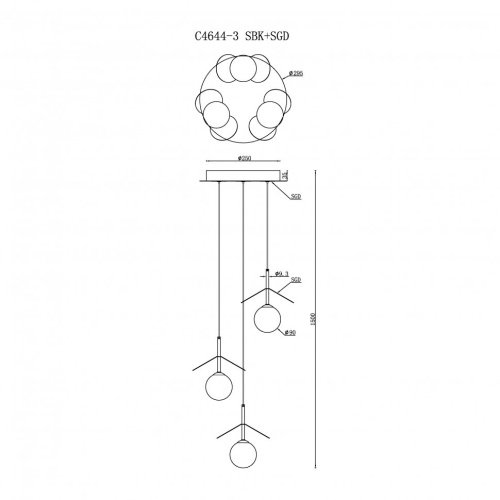 Светильник подвесной ILedex Savage C4644-3 MBK+SGD