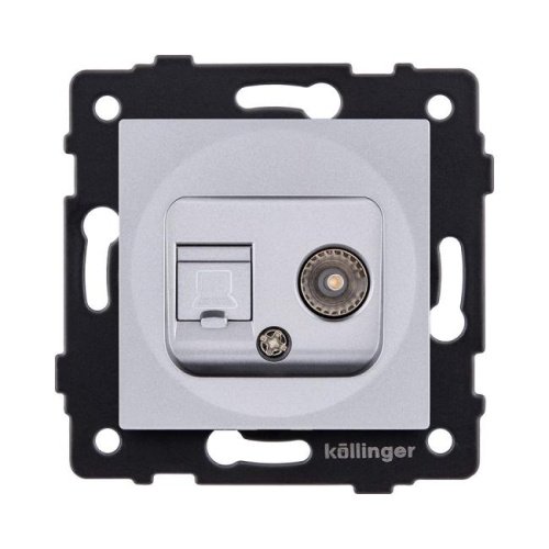 REA-021GY Розетка двойная TV (мама) + RJ45 Cat.6, серый Kollinger REA-021GY для Aspekt, Eleganz, Reflex