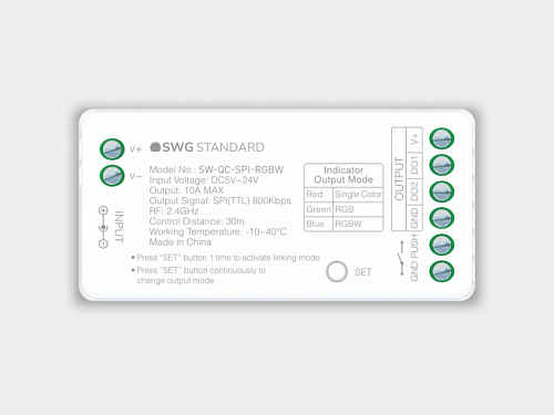 Контроллер универсальный Quick control SPI 3 в 1 (один цвет/RGB/RGBW), SWG Standard 00-00040673