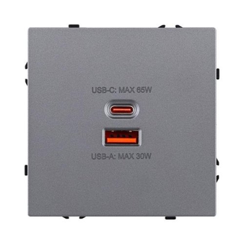 EC-024GY Розетка USB A+C 65W, серый Kollinger Eclipse EC-024GY