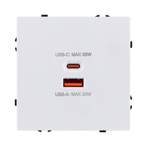 Розетка USB A+C 65W, белый глянцевый Kollinger Eclipse EC-024WG