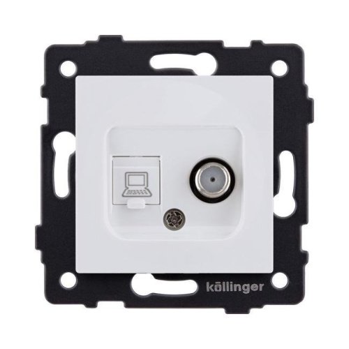 REA-022WM Розетка двойная спутниковая SAT + RJ45 Cat.6, белый матовый Kollinger REA-022WM для Aspekt, Eleganz, Reflex