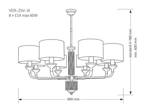Люстра на штанге Kutek Verde VER-ZW-8(N)