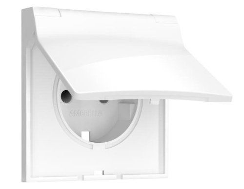 SP1080 SP1080 Лицевая панель SIGMA (Белый глянец) для электрической розетки с/з со шторками и крышкой IP44 QUANT PRO