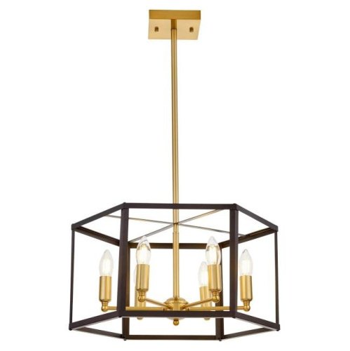 Люстра на штанге Lumina Deco Lorton LDP 1142-6 BK+MD