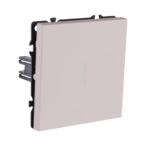 EC-012CM Выключатель кнопочный 1-клавишный 10А/250В с LED подсветкой, кашемир матовый Kollinger Eclipse EC-012CM