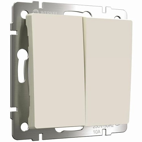 Выключатель Werkel W1122062/ Выключатель двухклавишный проходной (айвори матовый)