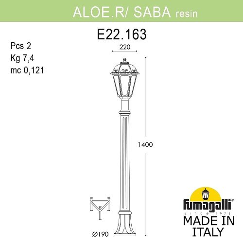 Уличный наземный светильник Fumagalli Saba K22.163.000.BXF1R
