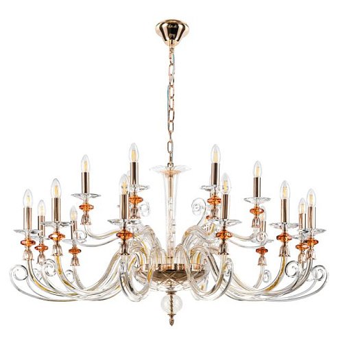 CATARINA SP12+6 V2 GOLD/TRANSPARENT-COGNAC Подвесная люстра Crystal Lux Catarina CATARINA SP12+6 V2 GOLD/TRANSPARENT-COGNAC