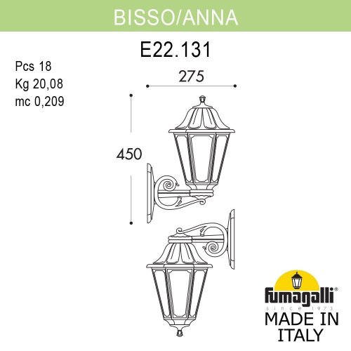 E22.131.000.AYE27DN Настенный светильник Anna Fumagalli E22.131.000.AYE27DN