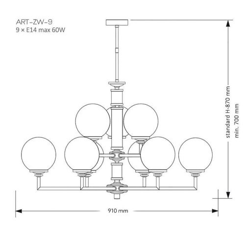 Люстра на штанге Kutek Artu Glass ART-ZW-9(ZM) G