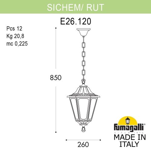 Подвесной уличный светильник Rut Fumagalli E26.120.000.WYE27