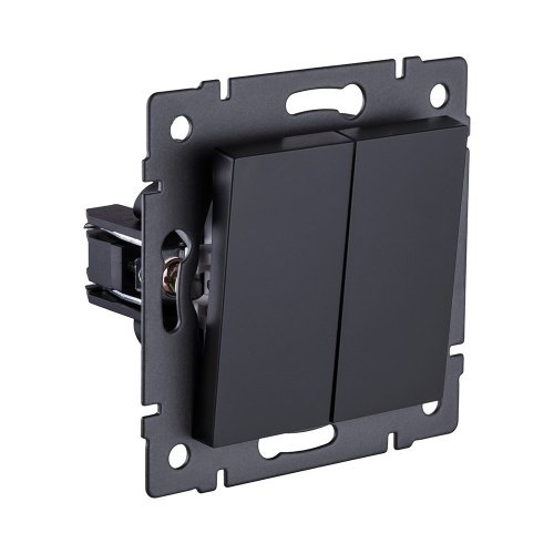 REA-S-011BM Выключатель кнопочный 2-клавишный 10А/250В, черный матовый Kollinger REA-S-011BM для Aspekt, Eleganz, Reflex