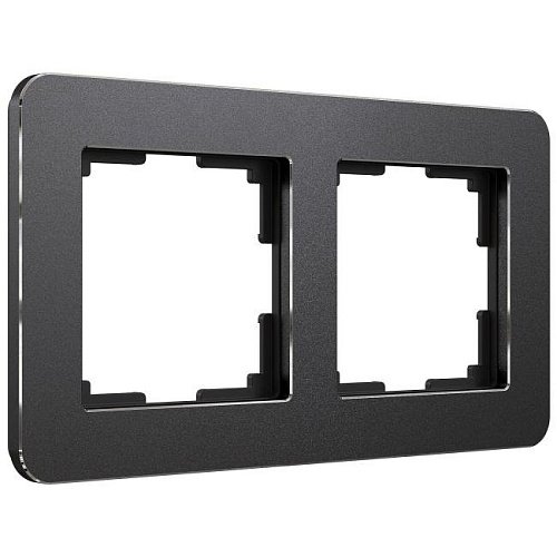 Рамка Werkel Platinum черный алюминий W0022608/ Рамка на 2 поста Platinum (черный алюминий)