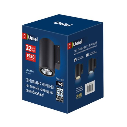 ULU-S21С-22W/2700K IP65 BLACK Уличный настенный светильник Uniel ULU-S21С-22W/2700K IP65 BLACK