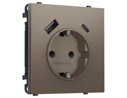 MS640010 MS640010 Комплект механизма электрической розетки SIGMA Темная бронза матовый 2USB A+C 20W (быст. зар.) с/з с/ш 16A-250V QUANT PRO (SP6400, PR160)