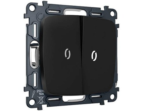 MO804055 MO804055 Комплект механизма 2-кл выключателя с самовозвратом с подсветкой 5600K OMEGA Черный матовый QUANT (OP8040, VM129, G14W)