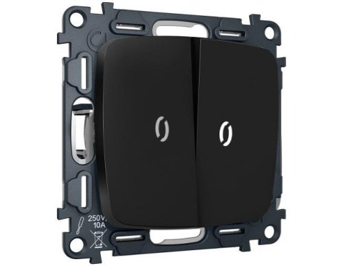 MO804055 MO804055 Комплект механизма 2-кл выключателя с самовозвратом с подсветкой 5600K OMEGA Черный матовый QUANT (OP8040, VM129, G14W)