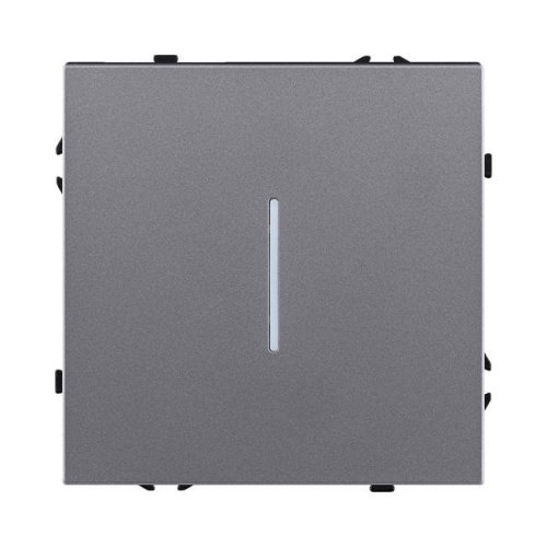 Выключатель 1-клавишный проходной 10А/250В с LED подсветкой, серый Kollinger Eclipse EC-008GY