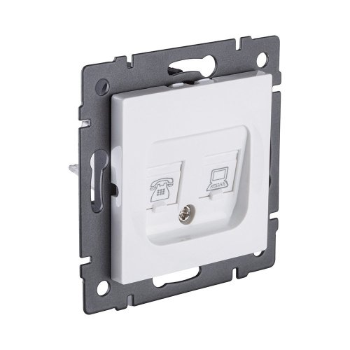 REA-011WH Розетка двойная RJ11 + RJ45 Cat.6, белый Kollinger REA-011WH для Aspekt, Eleganz, Reflex